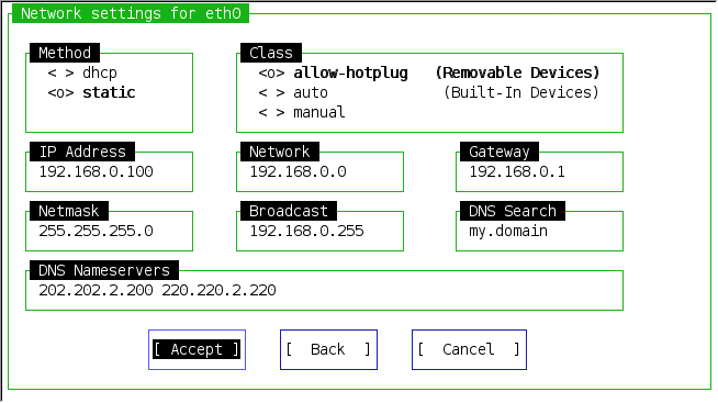 Ceni Network Settings Ceni Network Settings