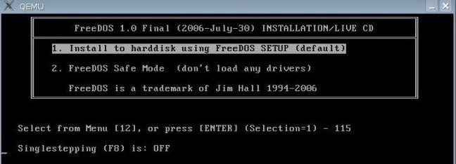 Freedos Installation - 1 freedos-inst1