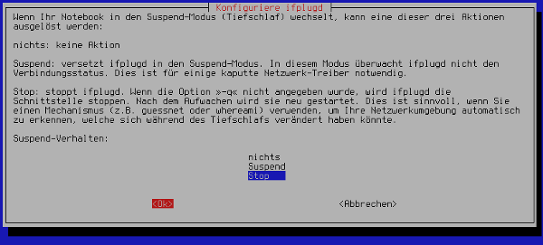 Suspend behaviour Suspend behaviour